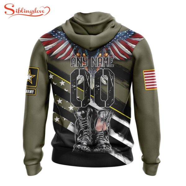 Custom Name And Number NFL Chicago Bears Veterans Honor The Fallen 3D Hoodie Shirt