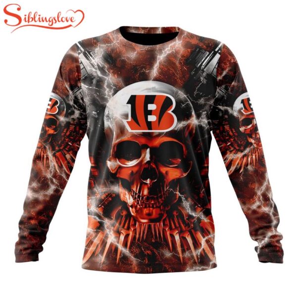 Custom Name And Number NFL Cincinnati Bengals Expendables Skull Halloween 3D Sweatshirt