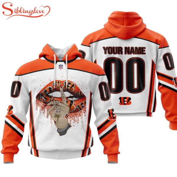 Custom Name And Number NFL Cincinnati Bengals Lips All Over Print Hoodie