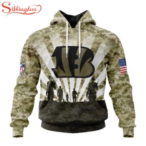 Custom Name And Number NFL Cincinnati Bengals Salute To Service Honor Veterans Hoodie