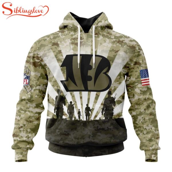 Custom Name And Number NFL Cincinnati Bengals Salute To Service Honor Veterans Hoodie