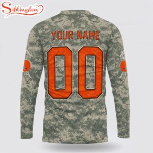 Custom Name And Number NFL Cleveland Browns Camo Mascot All Over Print SweatShirt