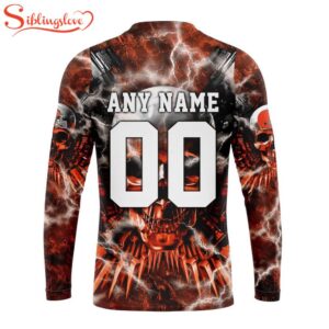 Custom Name And Number NFL Cleveland Browns Expendables Skull Halloween 3D Sweatshirt