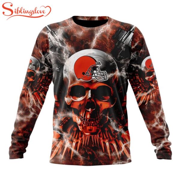 Custom Name And Number NFL Cleveland Browns Expendables Skull Halloween 3D Sweatshirt