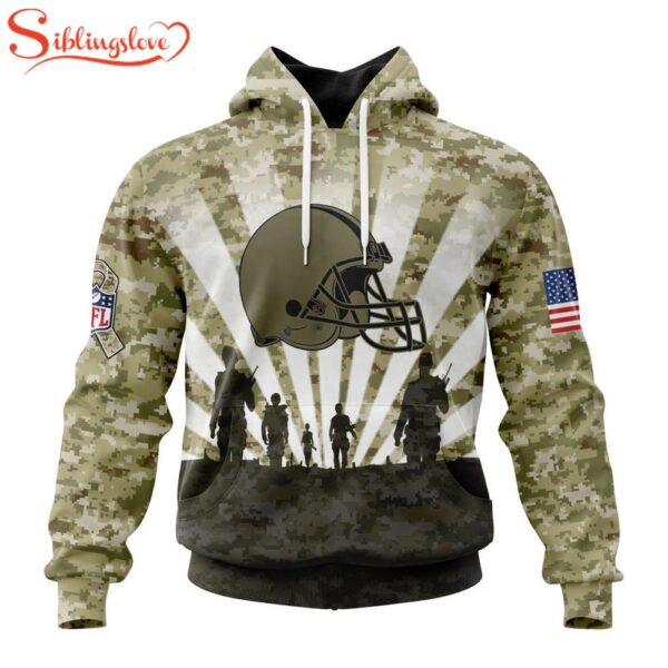 Custom Name And Number NFL Cleveland Browns Salute To Service Honor Veterans Hoodie