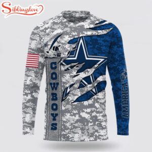 Custom Name And Number NFL Dallas Cowboys Camo US All Over Print SweatShirt