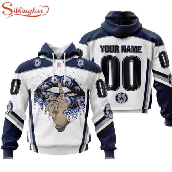 Custom Name And Number NFL Dallas Cowboys Lips All Over Print Hoodie