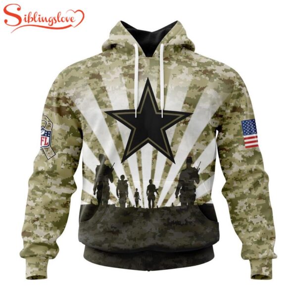 Custom Name And Number NFL Dallas Cowboys Salute To Service Honor Veterans Hoodie