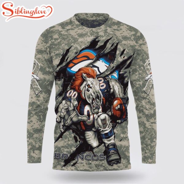 Custom Name And Number NFL Denver Broncos Camo Mascot 3D Sweatshirt Gift For Fans