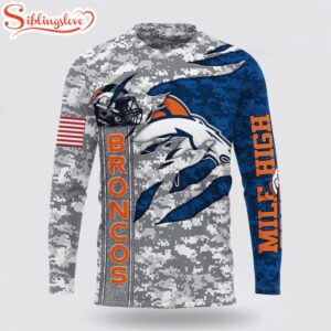 Custom Name And Number NFL Denver Broncos Camo US All Over Print SweatShirt