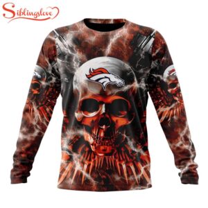 Custom Name And Number NFL Denver Broncos Expendables Skull Halloween 3D Sweatshirt