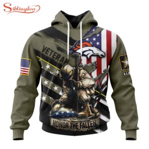 Custom Name And Number NFL Denver Broncos Veterans Honor The Fallen 3D Hoodie Shirt