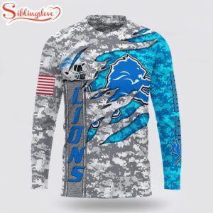 Custom Name And Number NFL Detroit Lions Camo US All Over Print SweatShirt