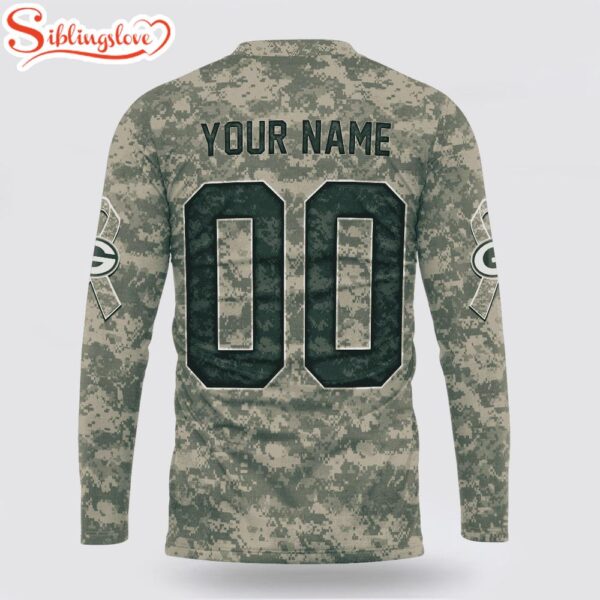 Custom Name And Number NFL Green Bay Packers Camo Mascot 3D Sweatshirt Gift For Fans