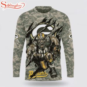 Custom Name And Number NFL Green Bay Packers Camo Mascot All Over Print SweatShirt