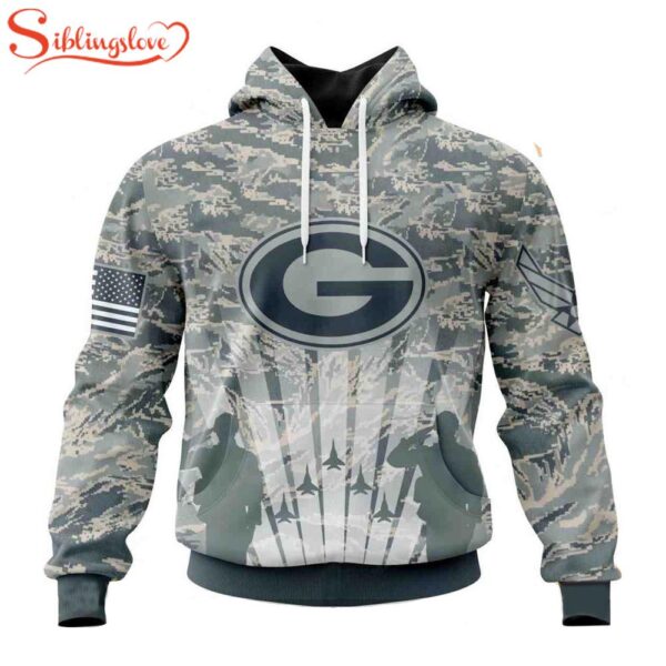 Custom Name And Number NFL Green Bay Packers Honor US Air Force Veterans 3D Hoodie Shirt