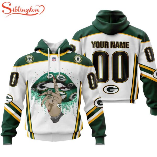 Custom Name And Number NFL Green Bay Packers Lips All Over Print Hoodie