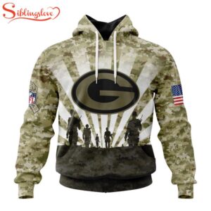 Custom Name And Number NFL Green Bay Packers Salute To Service Honor Veterans Hoodie