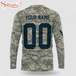 Custom Name And Number NFL Houston Texans Camo Mascot All Over Print SweatShirt