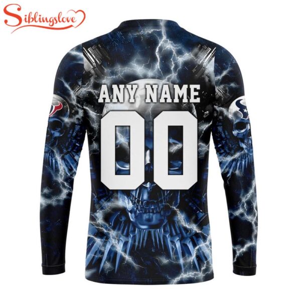 Custom Name And Number NFL Houston Texans Expendables Skull Halloween 3D Sweatshirt