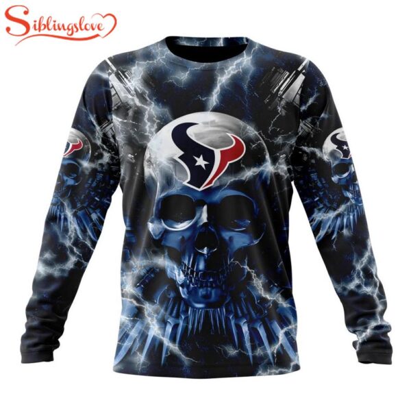 Custom Name And Number NFL Houston Texans Expendables Skull Halloween 3D Sweatshirt