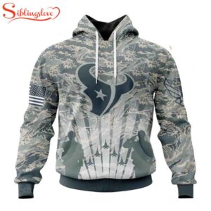 Custom Name And Number NFL Houston Texans Honor US Air Force Veterans 3D Hoodie Shirt