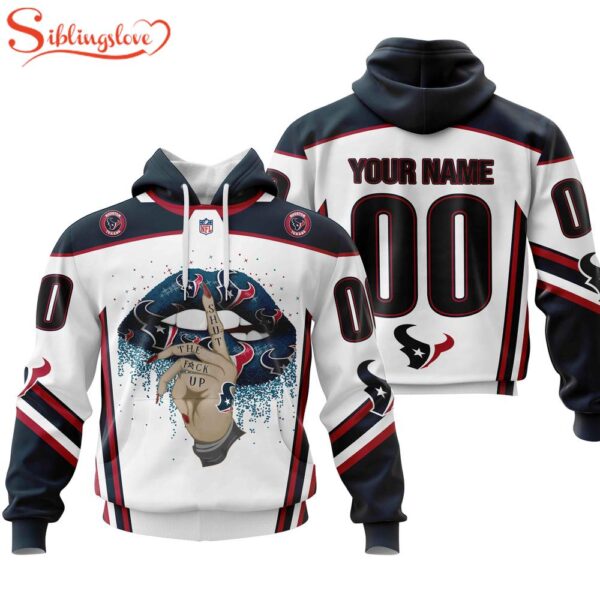 Custom Name And Number NFL Houston Texans Lips All Over Print Hoodie