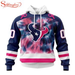 Custom Name And Number NFL Houston Texans Pink Fight Breast Cancer Hoodie