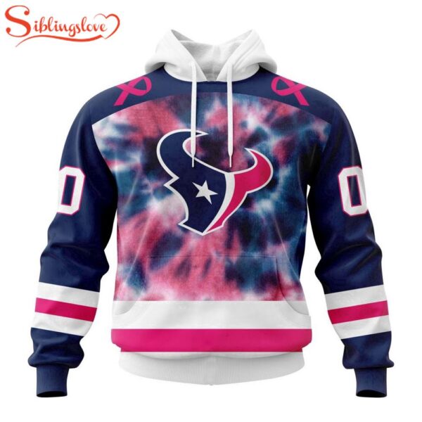 Custom Name And Number NFL Houston Texans Pink Fight Breast Cancer Hoodie