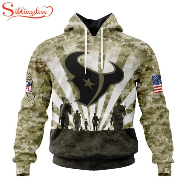 Custom Name And Number NFL Houston Texans Salute To Service Honor Veterans Hoodie