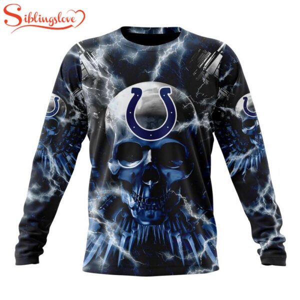 Custom Name And Number NFL Indianapolis Colts Expendables Skull Halloween 3D Sweatshirt