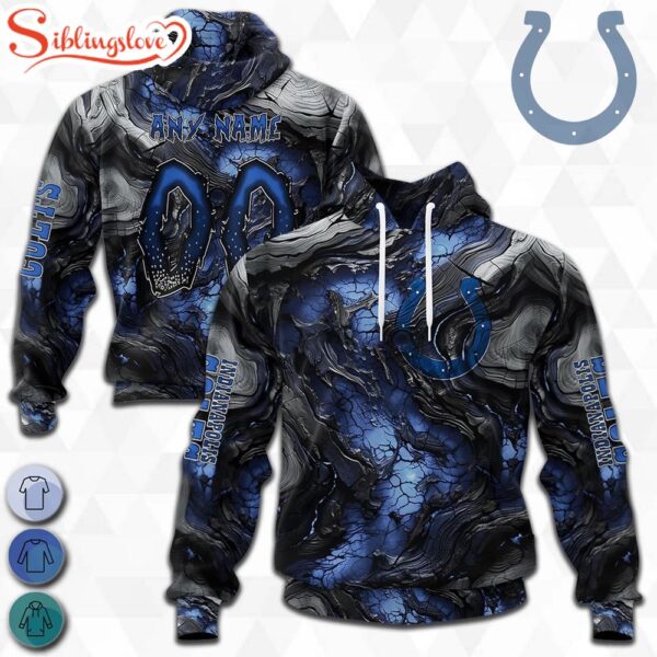 Custom Name And Number NFL Indianapolis Colts Lava Pattern 3D Hoodie Shirt