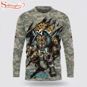 Custom Name And Number NFL Jacksonville Jaguars Camo Mascot All Over Print SweatShirt