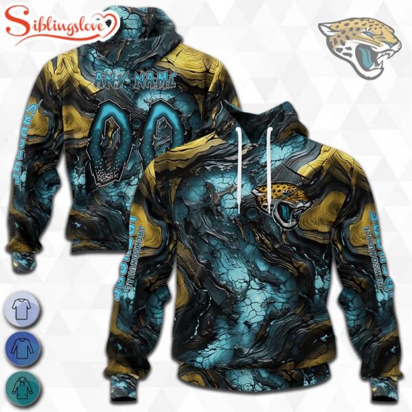 Custom Name And Number NFL Jacksonville Jaguars Lava Pattern 3D Hoodie Shirt