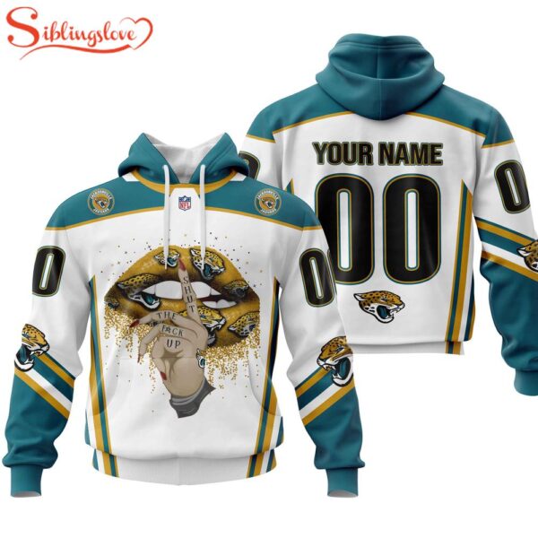 Custom Name And Number NFL Jacksonville Jaguars Lips All Over Print Hoodie