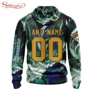 Custom Name And Number NFL Jacksonville Jaguars Skull Happy Halloween 3D Hoodie Shirt