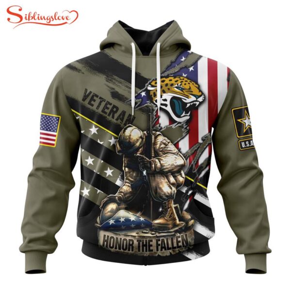 Custom Name And Number NFL Jacksonville Jaguars Veterans Honor The Fallen 3D Hoodie Shirt