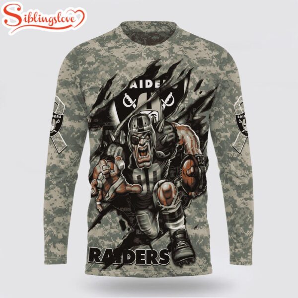 Custom Name And Number NFL Las Vegas Raiders Camo Mascot 3D Sweatshirt Gift For Fans