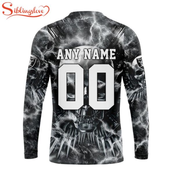 Custom Name And Number NFL Las Vegas Raiders Expendables Skull Halloween 3D Sweatshirt