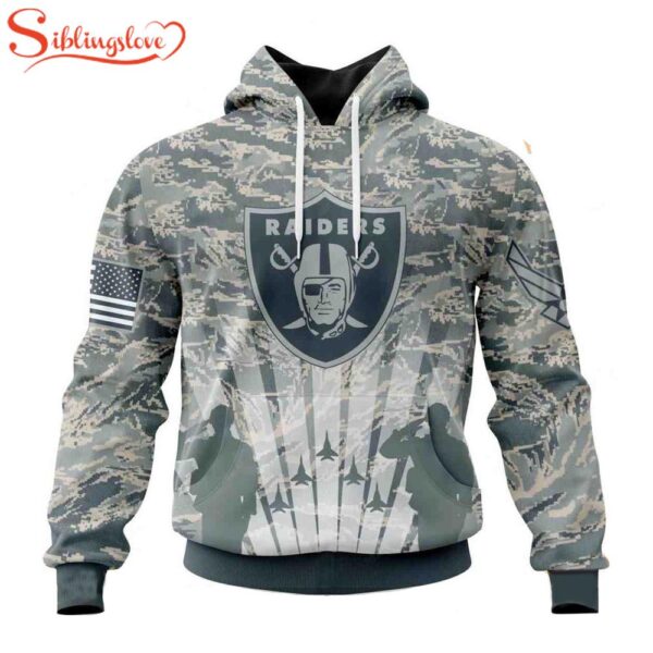 Custom Name And Number NFL Las Vegas Raiders Honor US Air Force Veterans 3D Hoodie Shirt