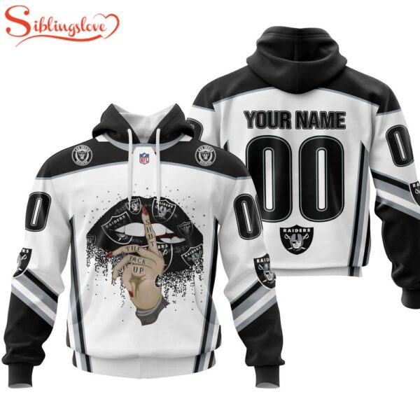 Custom Name And Number NFL Las Vegas Raiders Lips All Over Print Hoodie