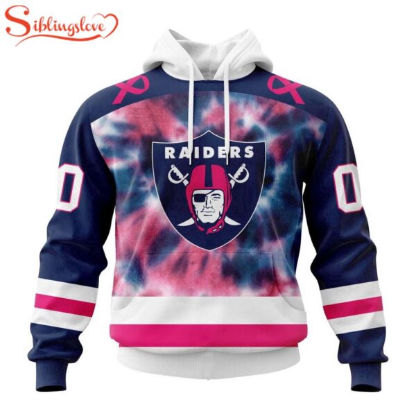 Custom Name And Number NFL Las Vegas Raiders Pink Fight Breast Cancer Hoodie