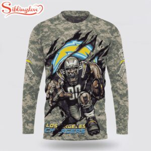 Custom Name And Number NFL Los Angeles Chargers Camo Mascot All Over Print SweatShirt