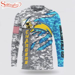 Custom Name And Number NFL Los Angeles Chargers Camo US All Over Print SweatShirt