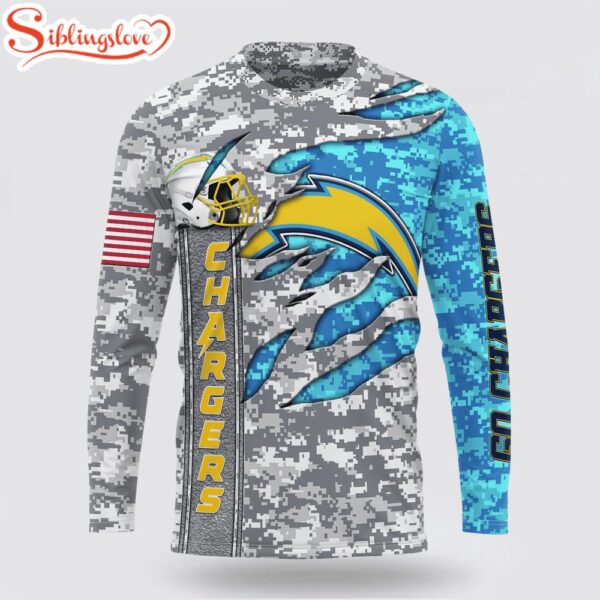 Custom Name And Number NFL Los Angeles Chargers Camo US 3D Sweatshirt Gift For Fans