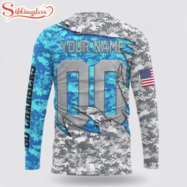 Custom Name And Number NFL Los Angeles Chargers Camo US 3D Sweatshirt Gift For Fans