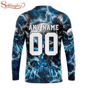 Custom Name And Number NFL Los Angeles Chargers Expendables Skull Halloween 3D Sweatshirt