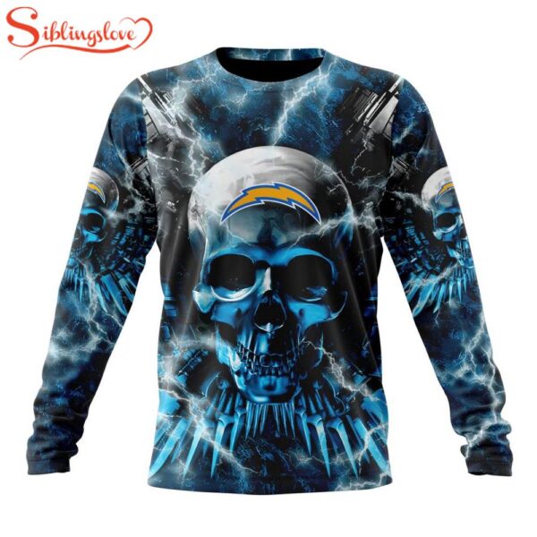 Custom Name And Number NFL Los Angeles Chargers Expendables Skull Halloween 3D Sweatshirt