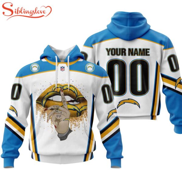 Custom Name And Number NFL Los Angeles Chargers Lips All Over Print Hoodie