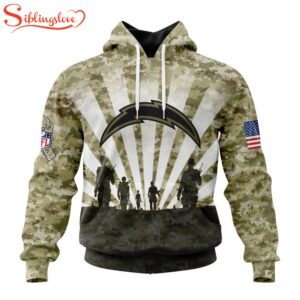 Custom Name And Number NFL Los Angeles Chargers Salute To Service Honor Veterans Hoodie